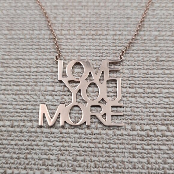16 Inch Rose Gold Over Sterling Silver Love You More Necklace A7121 - Picture 3 of 6